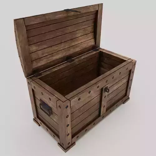 Chest wooden Low-poly 3D model