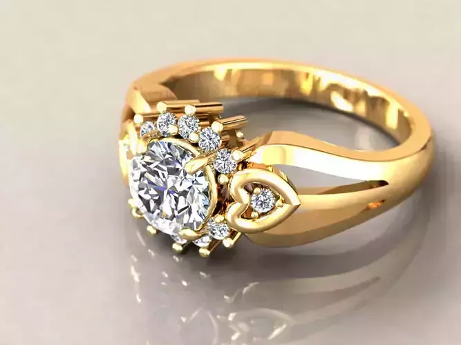 kengkod51 gold ring with diamonds in center