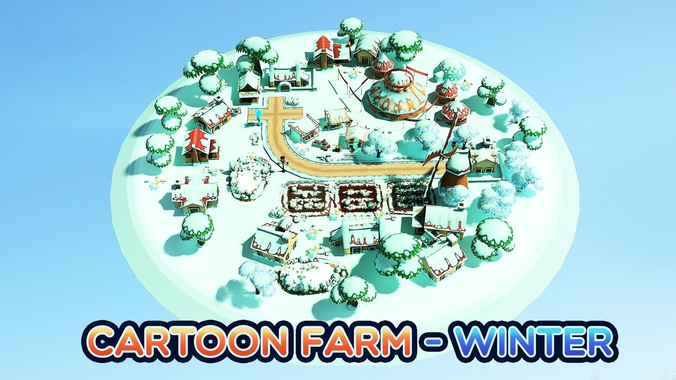 Cartoon Farm - Winter Low-poly 3D model