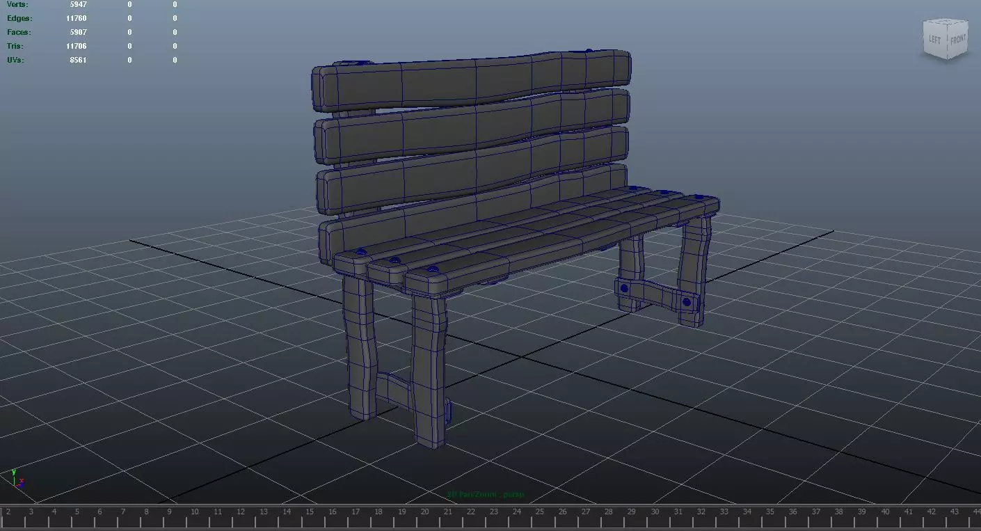 Old wooden table 3D model_0