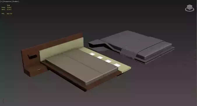 Two bed models with bedsheet