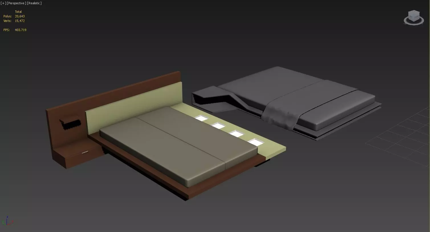 Two bed models with bedsheet 3D model_0
