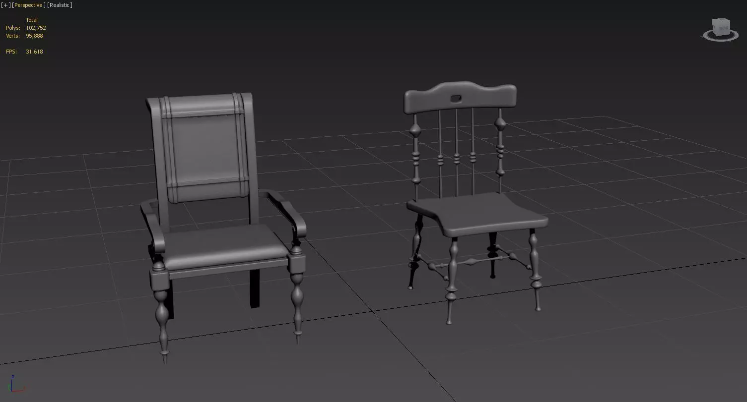 Classic chairs two Free 3D model_0