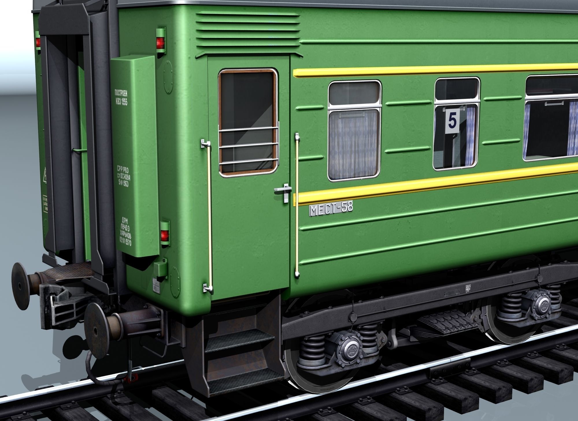 Railway wagon type 66W plant-KVZ Low-poly 3D model_8
