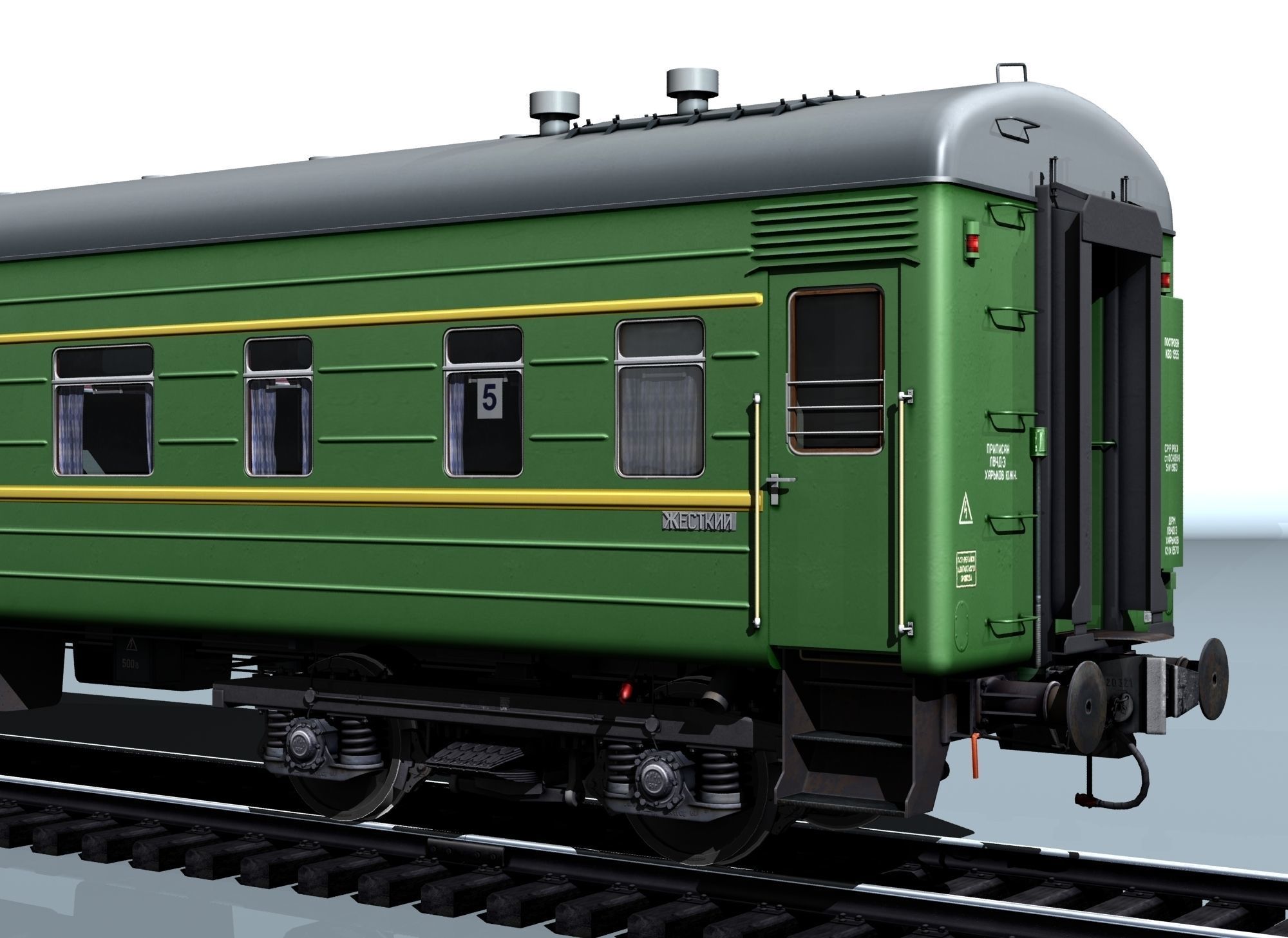 Railway wagon type 66W plant-KVZ Low-poly 3D model_7
