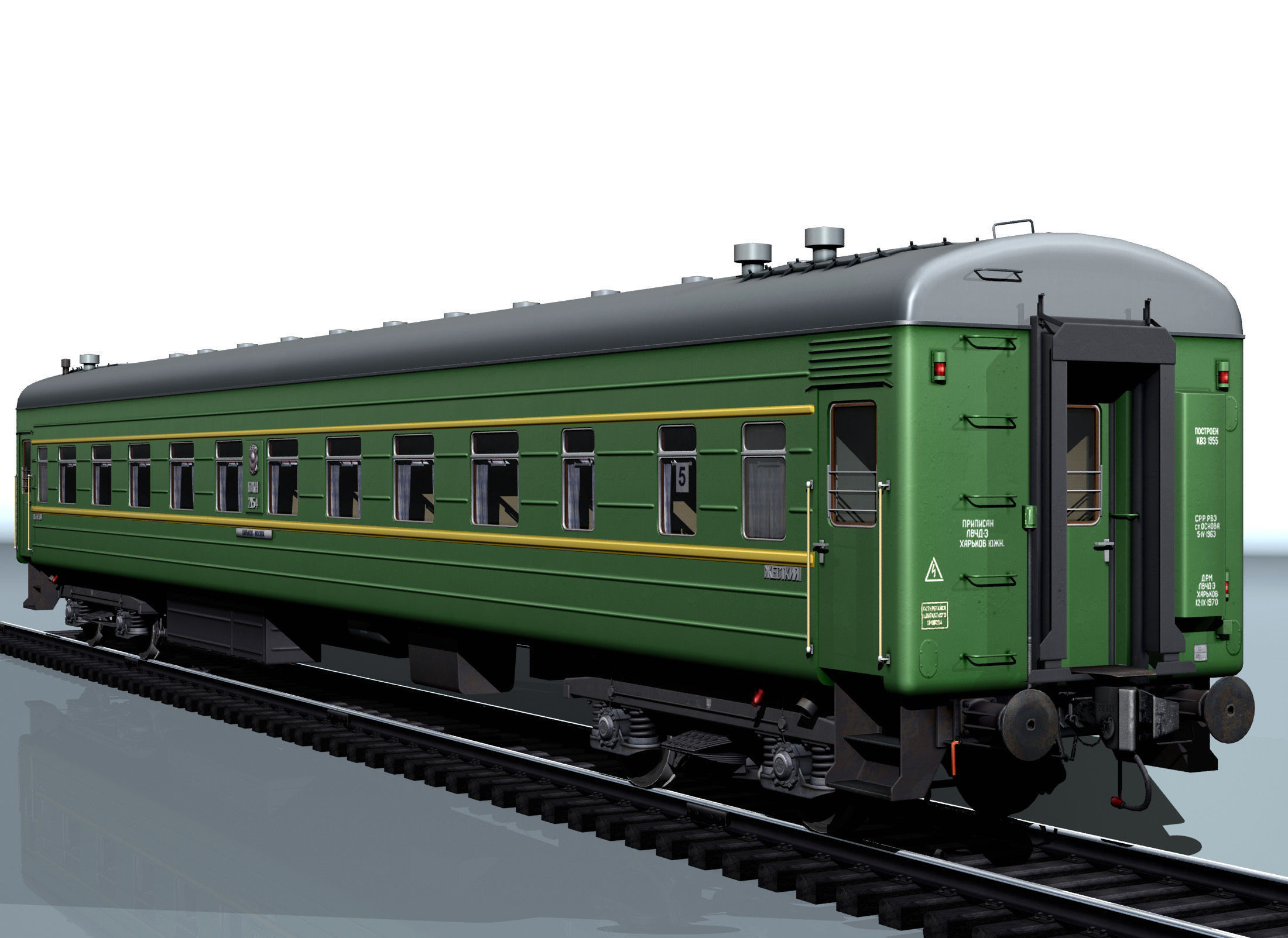 Railway wagon type 66W plant-KVZ Low-poly 3D model_1