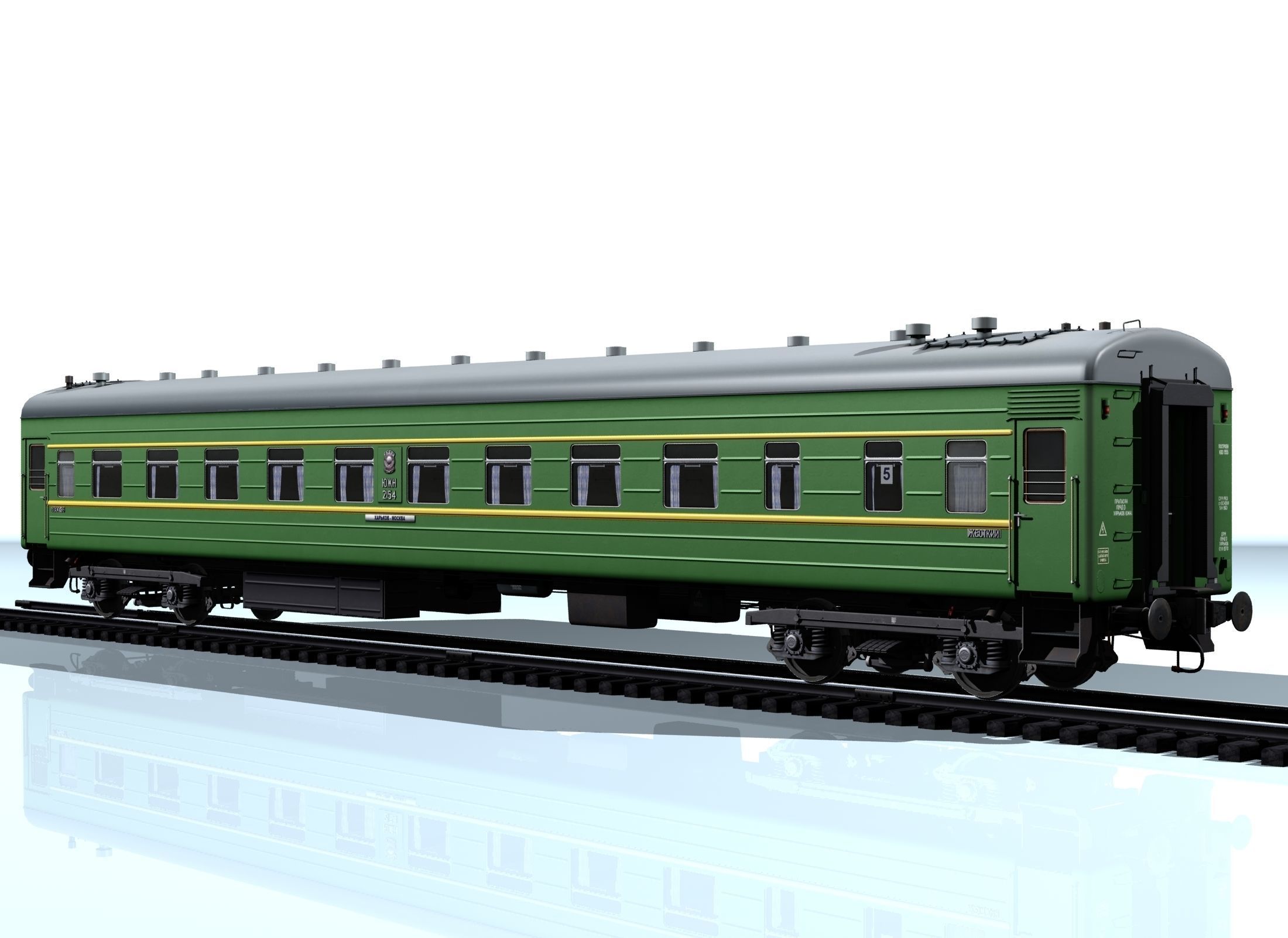 Railway wagon type 66W plant-KVZ Low-poly 3D model_3