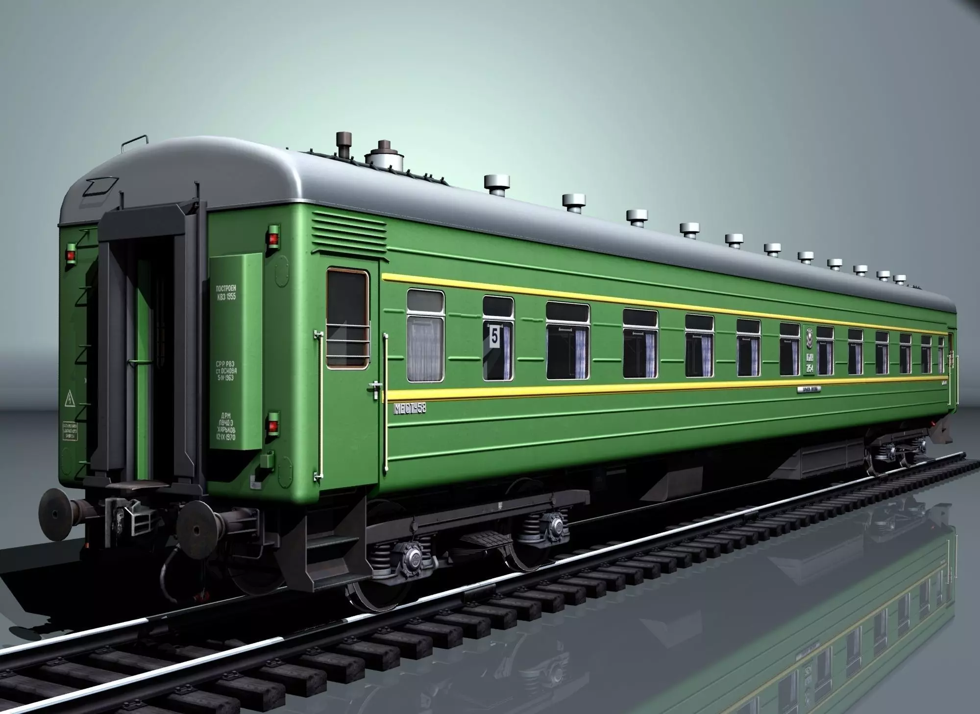 Railway wagon type 66W plant-KVZ Low-poly 3D model_0