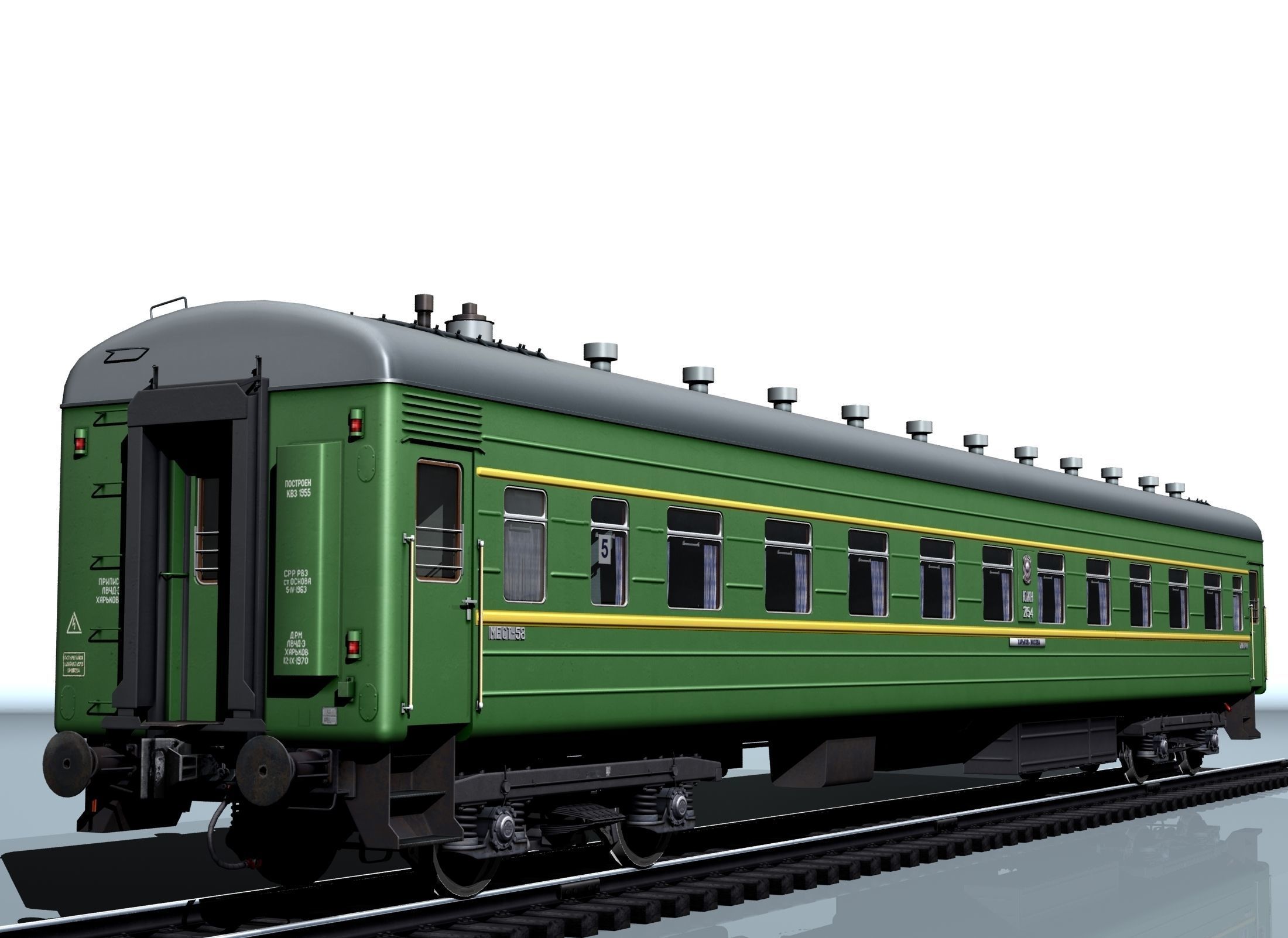 Railway wagon type 66W plant-KVZ Low-poly 3D model_5