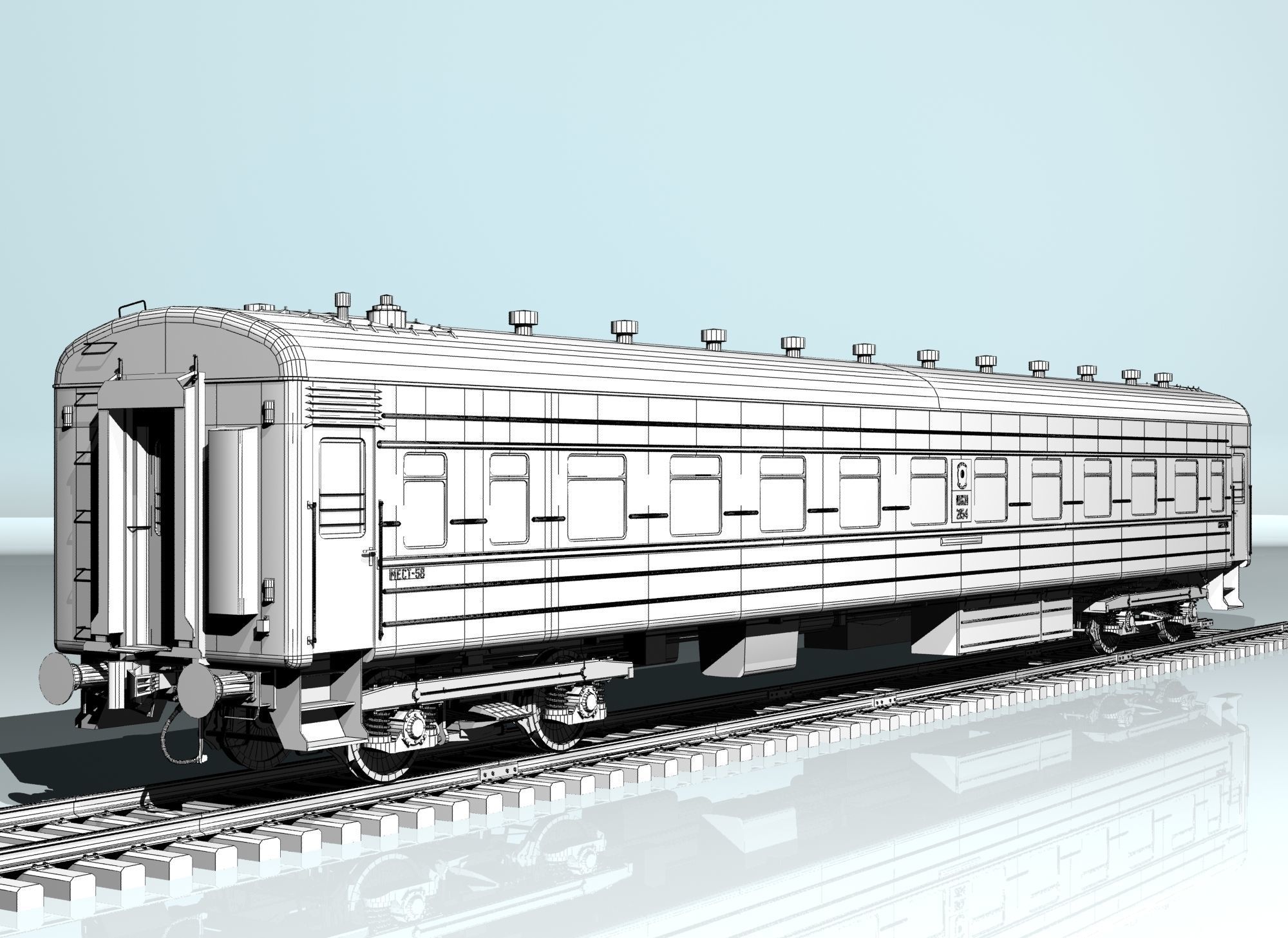Railway wagon type 66W plant-KVZ Low-poly 3D model_19