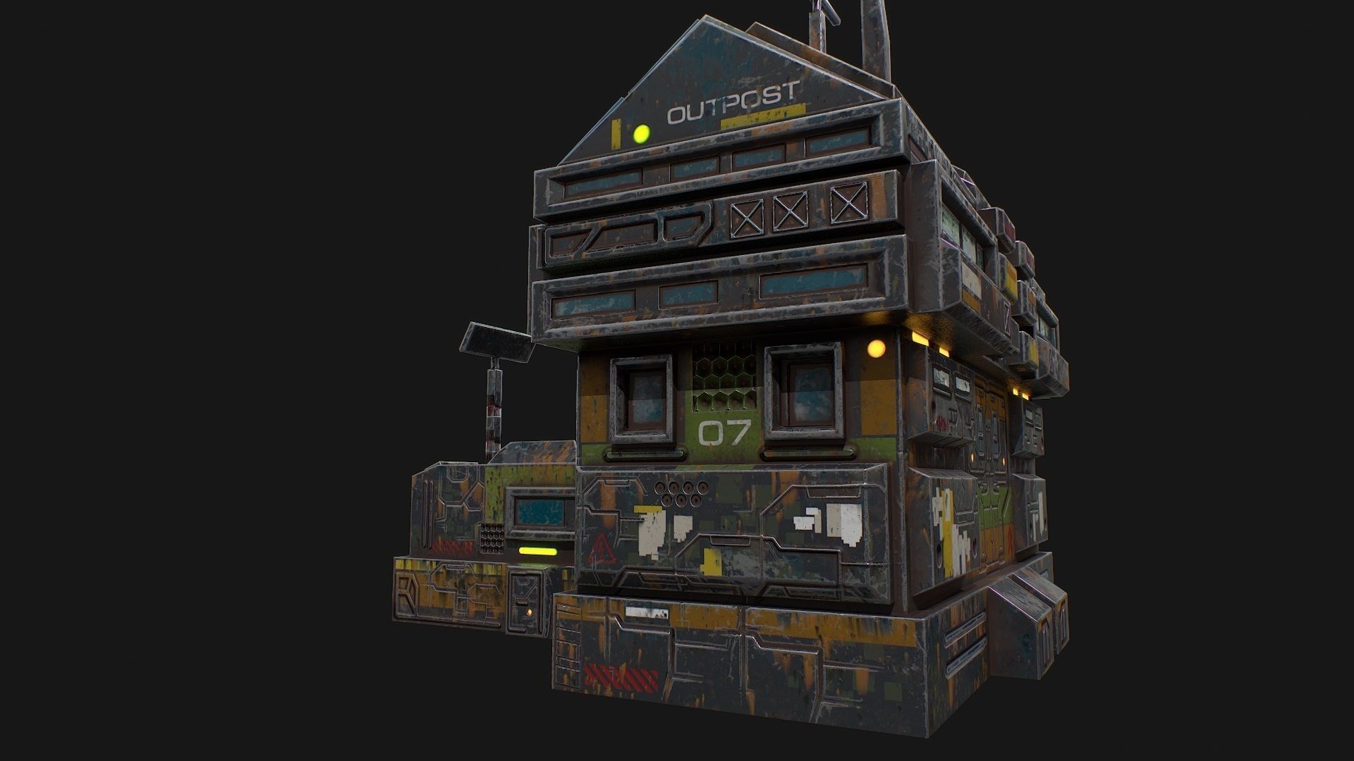 Low poly sci fi colonial outpost building Low-poly 3D model_3