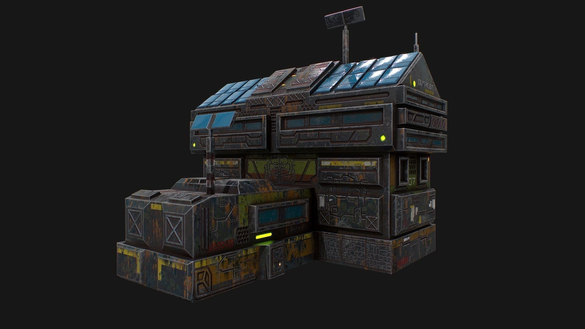 Low poly sci fi colonial outpost building Low-poly 3D model_1