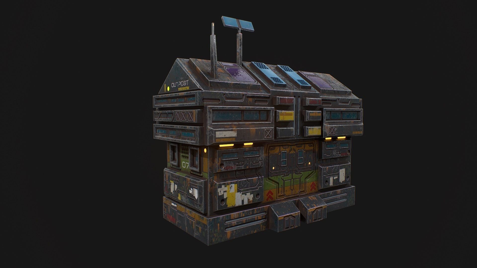 Low poly sci fi colonial outpost building Low-poly 3D model_2