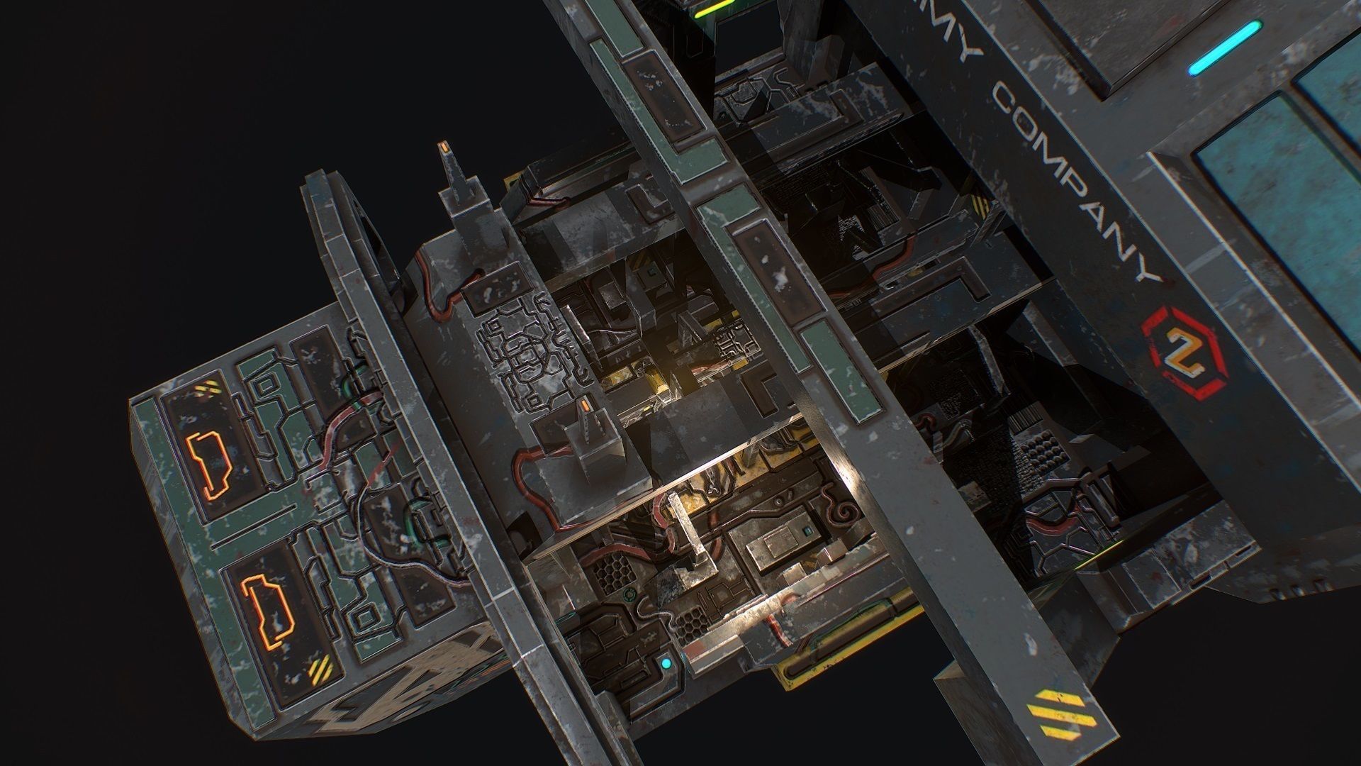 Low poly sci fi robot factory building Low-poly 3D model_6