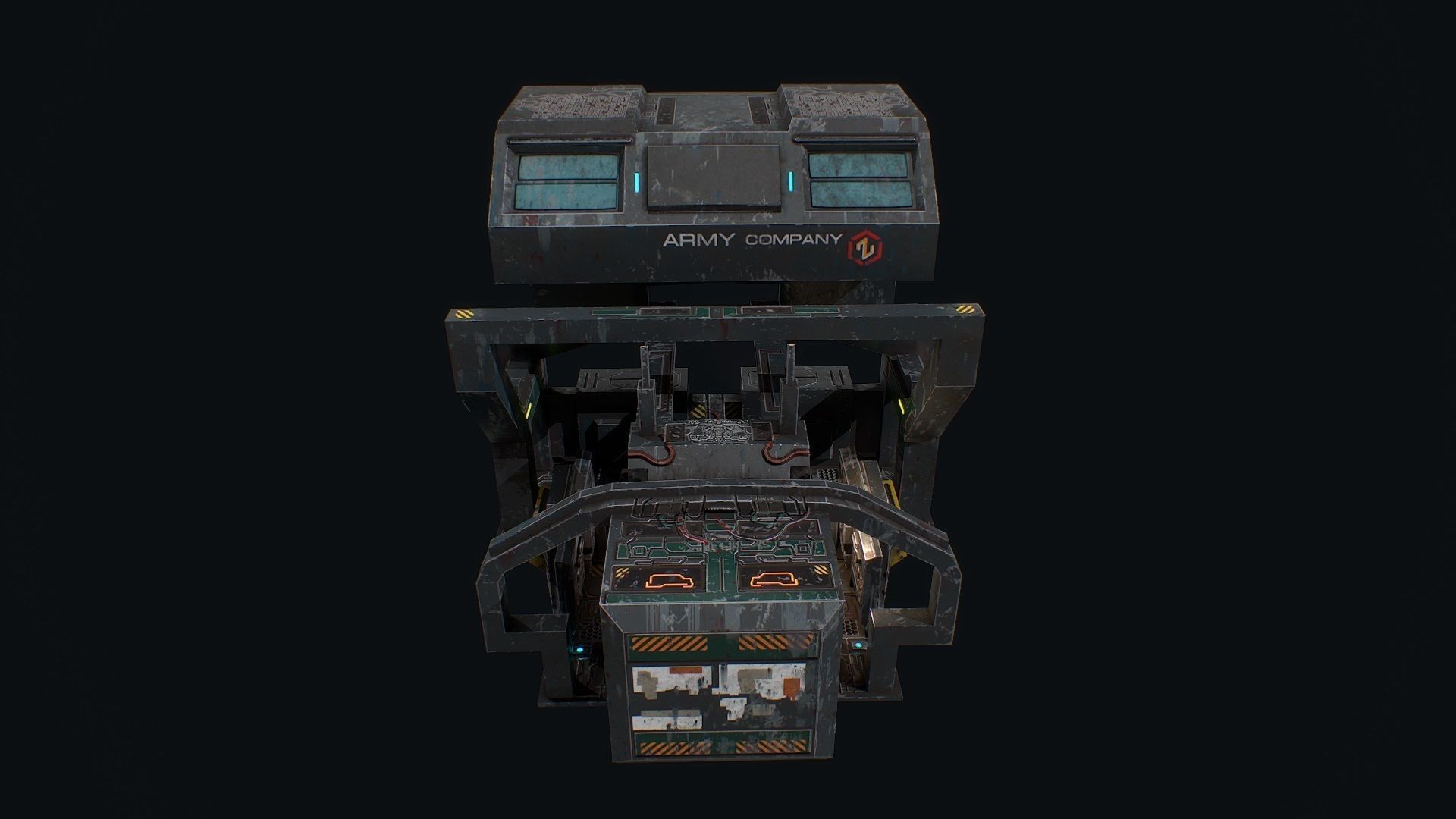 Low poly sci fi robot factory building Low-poly 3D model_2