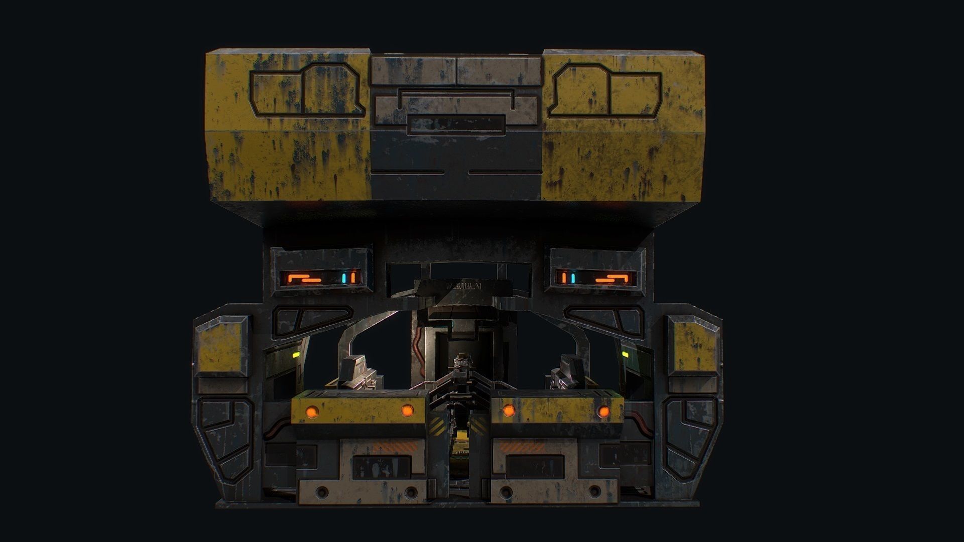 Low poly sci fi robot factory building Low-poly 3D model_4