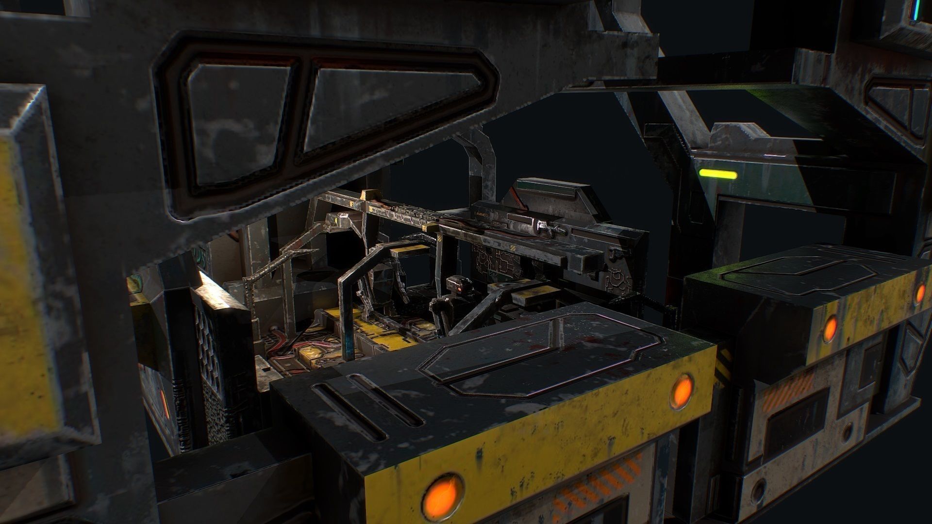 Low poly sci fi robot factory building Low-poly 3D model_5