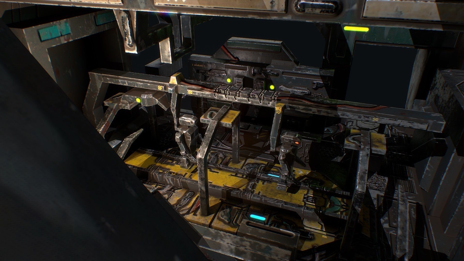 Low poly sci fi robot factory building Low-poly 3D model_7