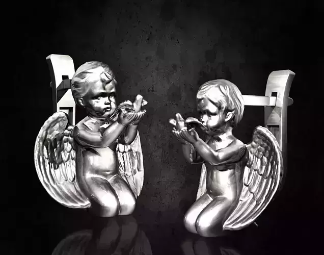 Angel with bird earrings