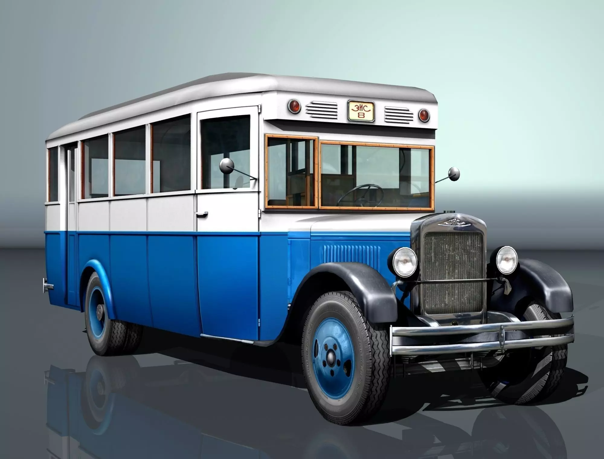 ZIS-8 city bus Low-poly 3D model_0