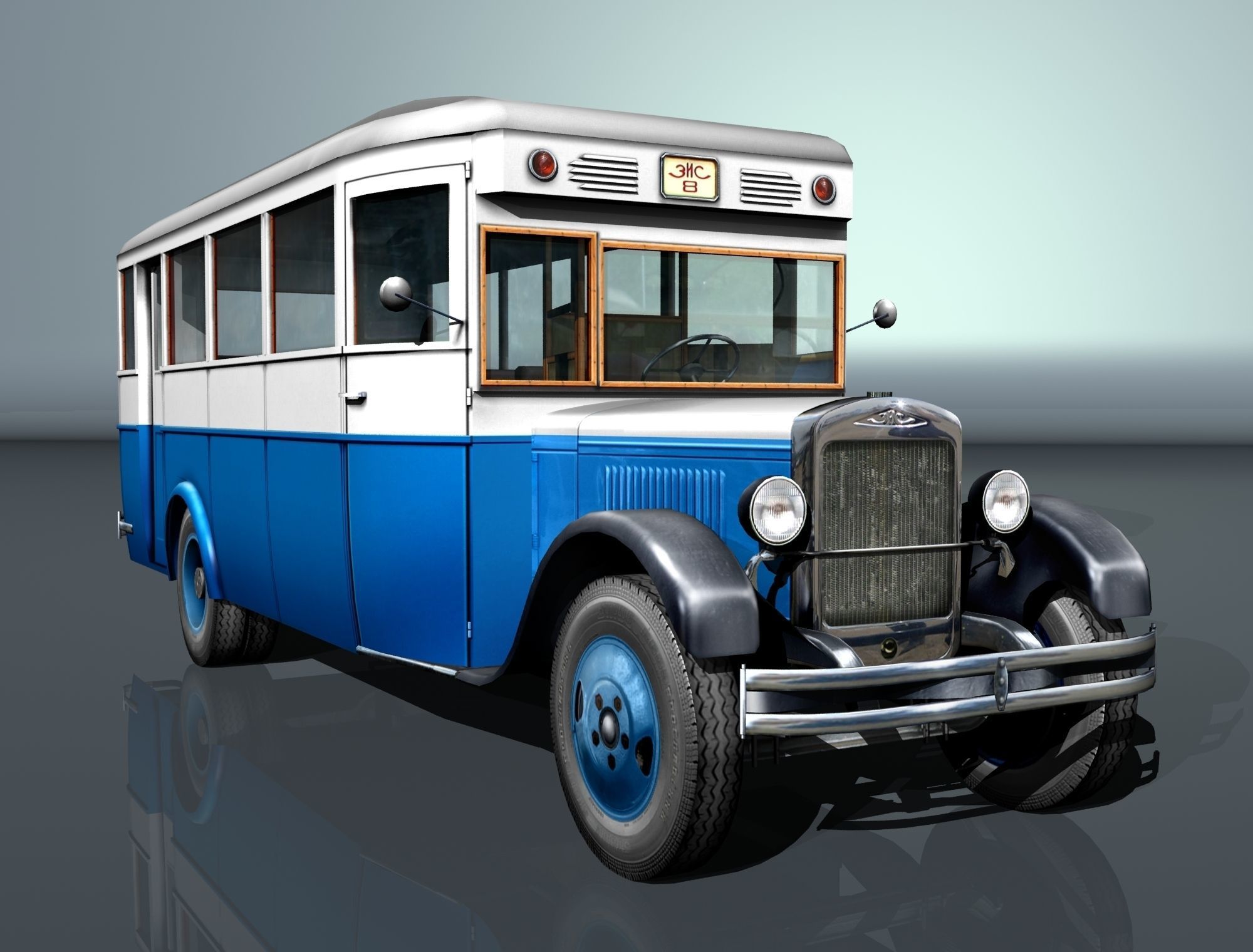ZIS-8 city bus Low-poly 3D model_8