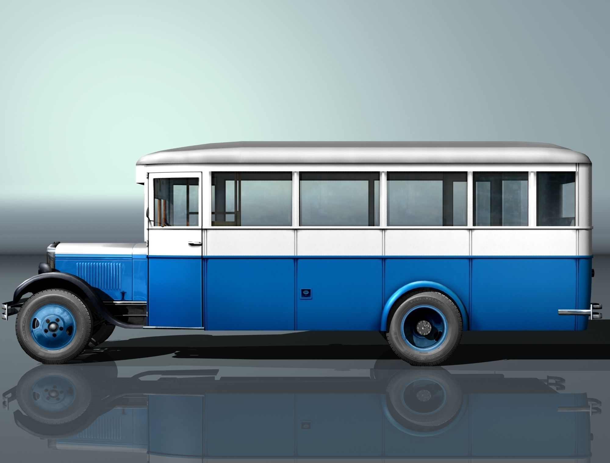 ZIS-8 city bus Low-poly 3D model_5