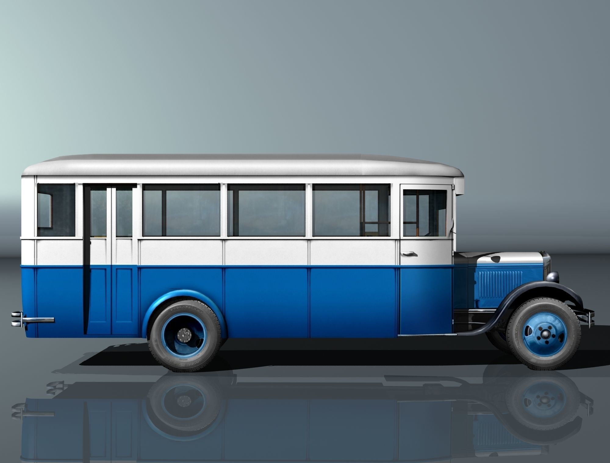 ZIS-8 city bus Low-poly 3D model_6