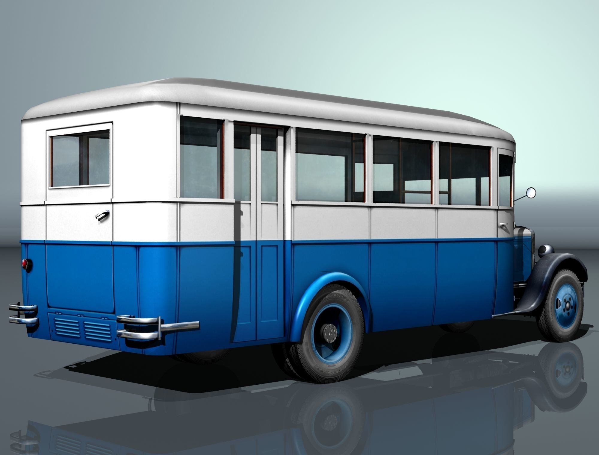 ZIS-8 city bus Low-poly 3D model_2