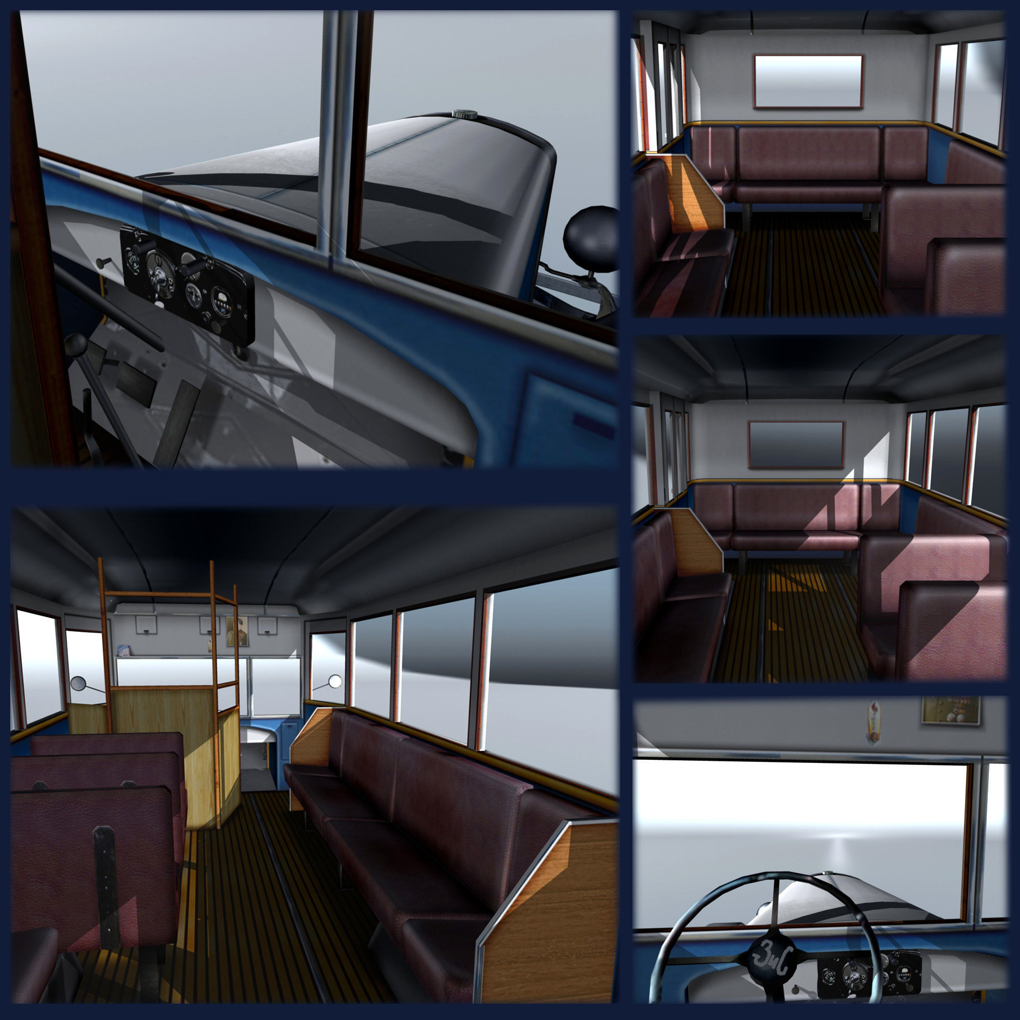ZIS-8 city bus Low-poly 3D model_11