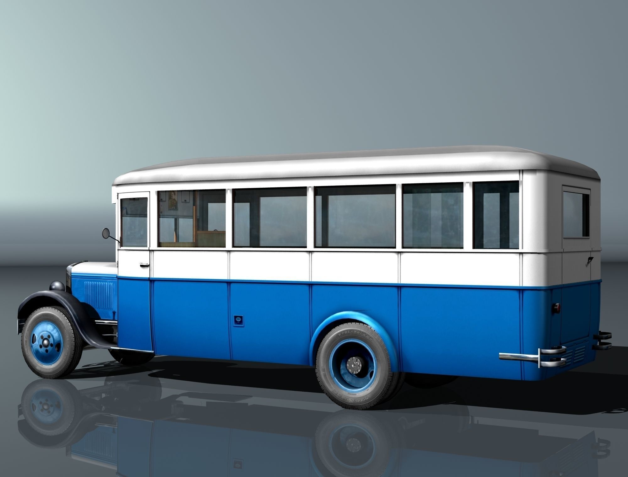 ZIS-8 city bus Low-poly 3D model_4
