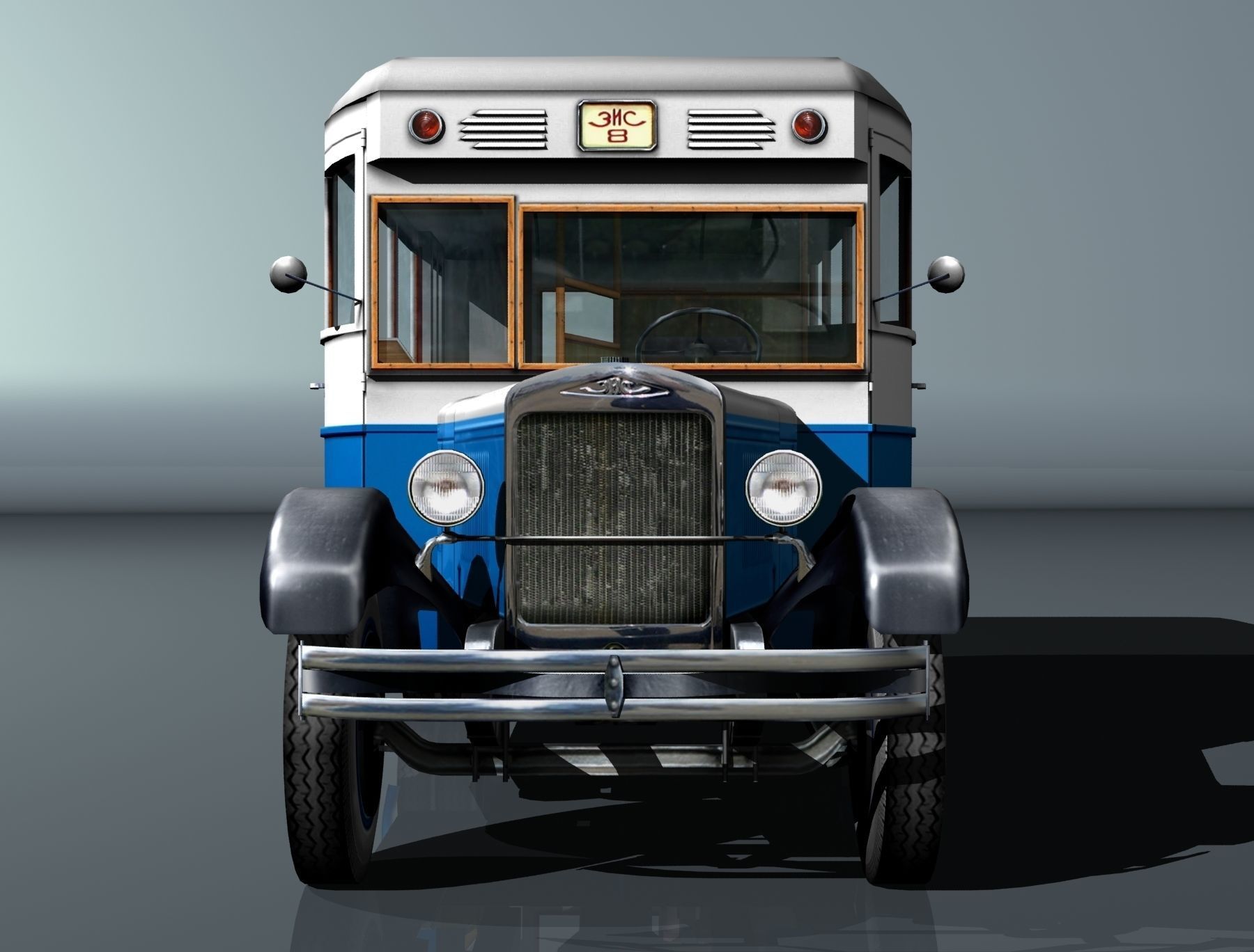 ZIS-8 city bus Low-poly 3D model_3