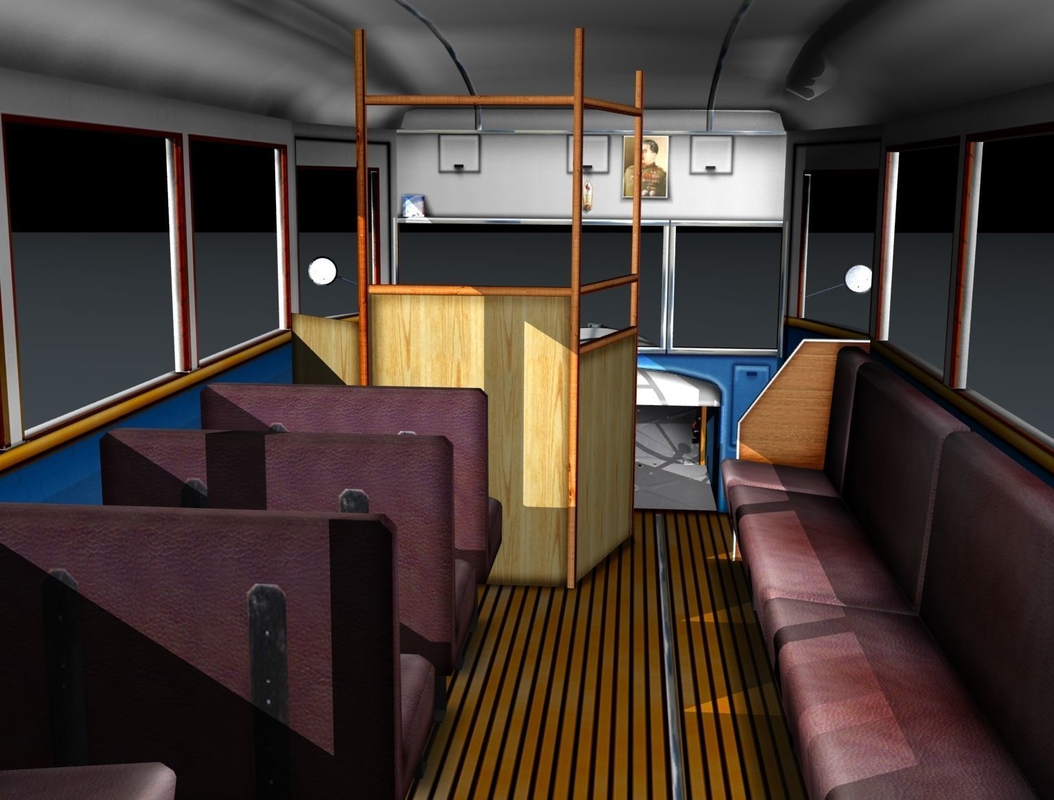 ZIS-8 city bus Low-poly 3D model_9