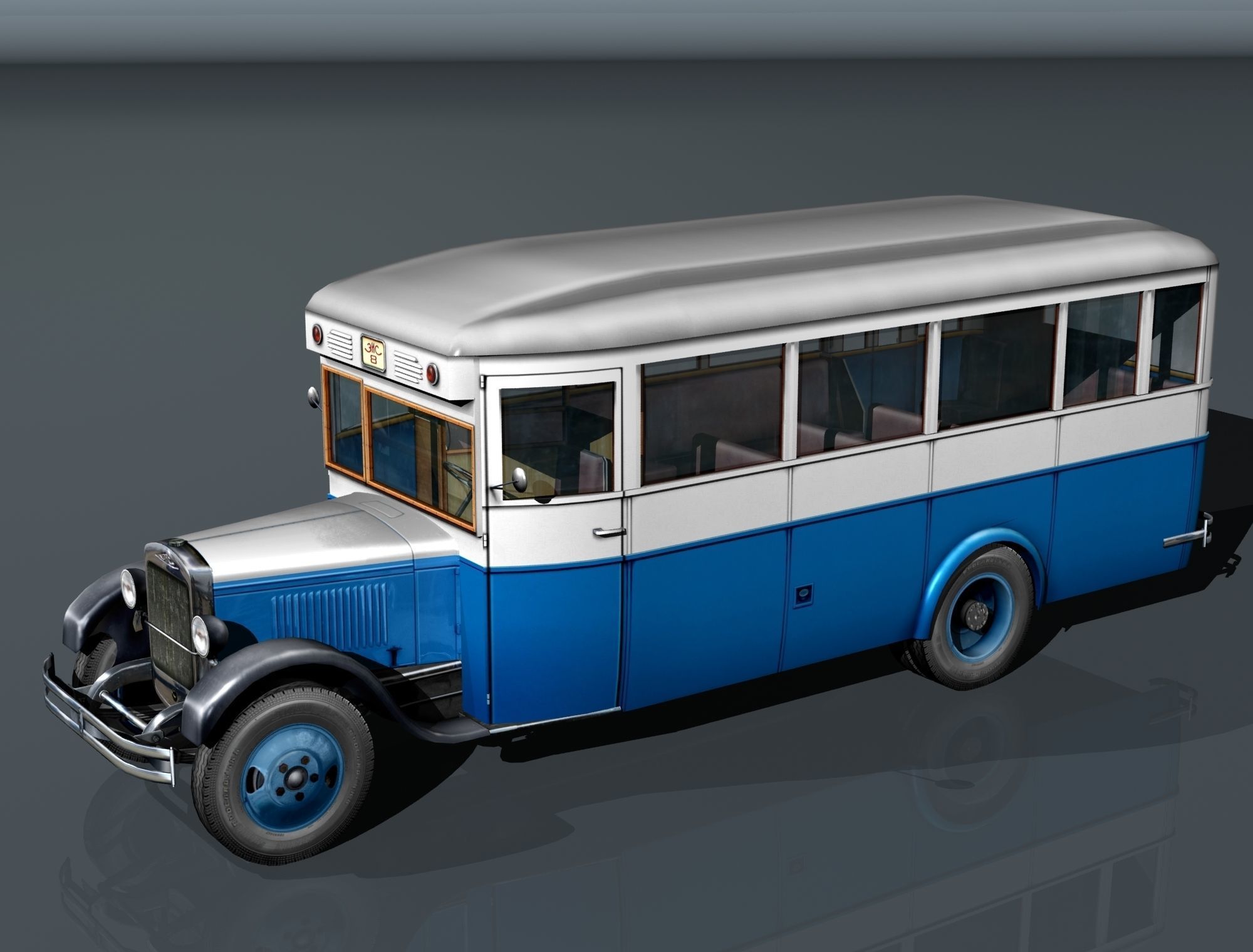 ZIS-8 city bus Low-poly 3D model_7