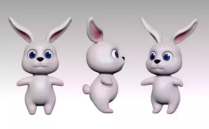Bunny 3d model Low Poly with eyes Low-poly 3D model