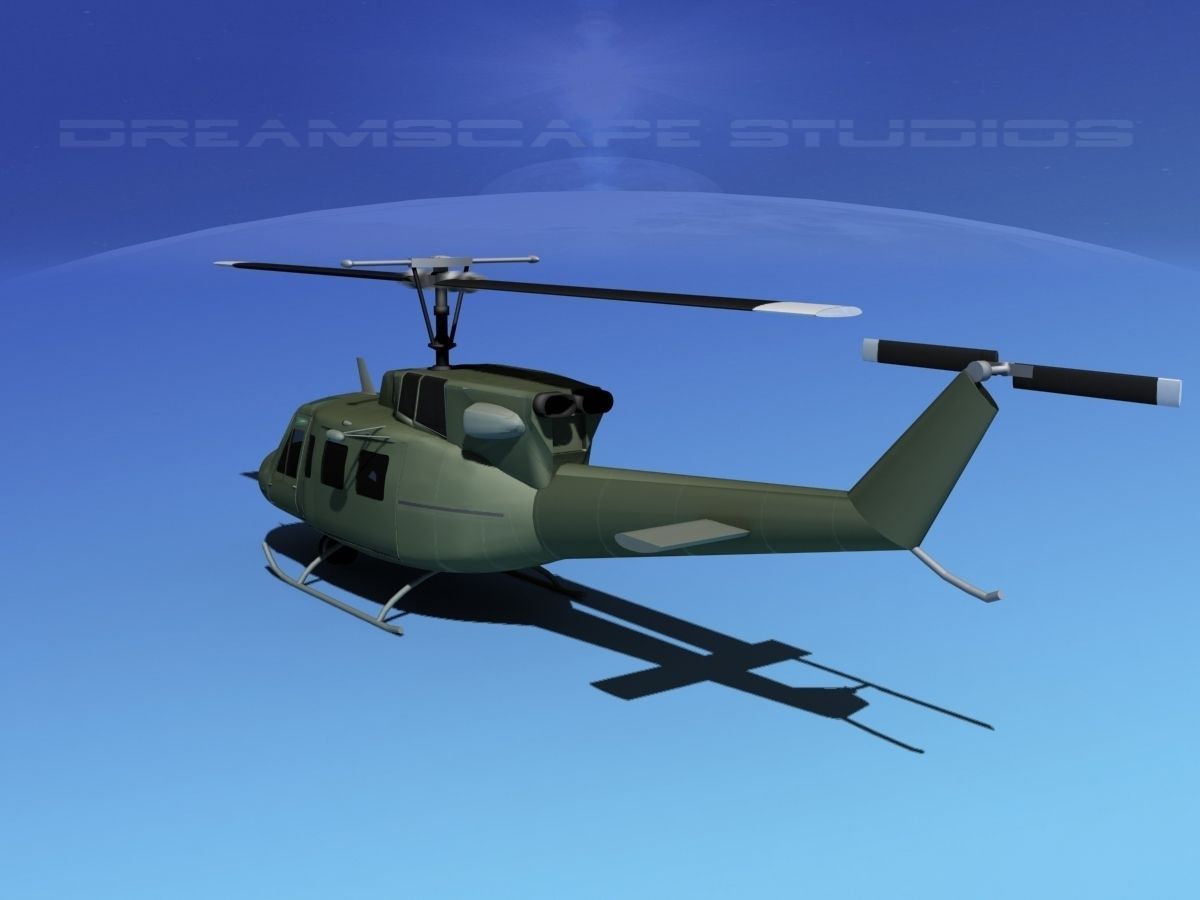Bell UH-1N Twin Huey Bare Metal 3D model_8