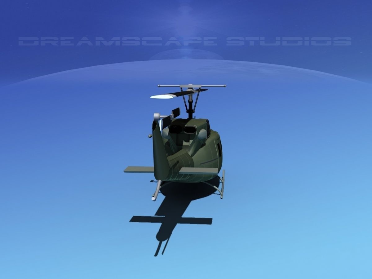 Bell UH-1N Twin Huey Bare Metal 3D model_7