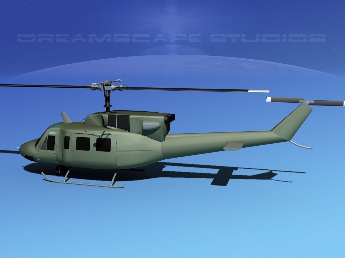 Bell UH-1N Twin Huey Bare Metal 3D model_9