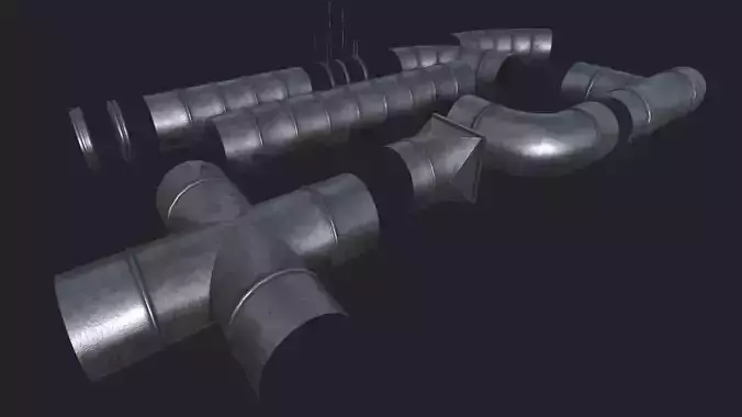 Ventilation Modular Kit PBR Low-poly 3D model