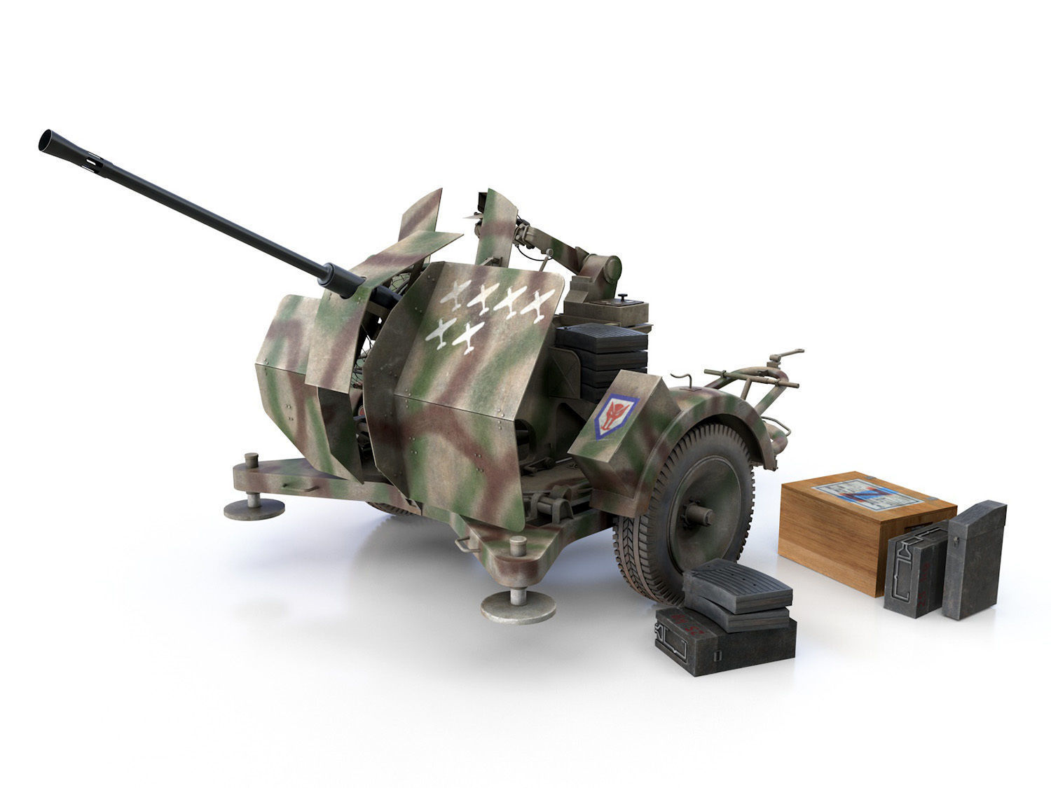 2cm Flak 38 with SD AH 51 - Trailer - FA81  3D model_1