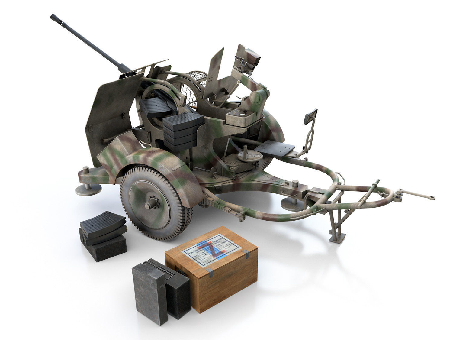 2cm Flak 38 with SD AH 51 - Trailer - FA81  3D model_2