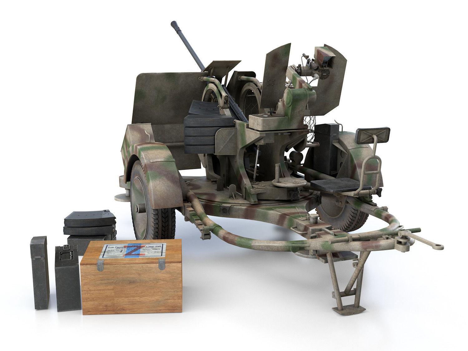 2cm Flak 38 with SD AH 51 - Trailer - FA81  3D model_3