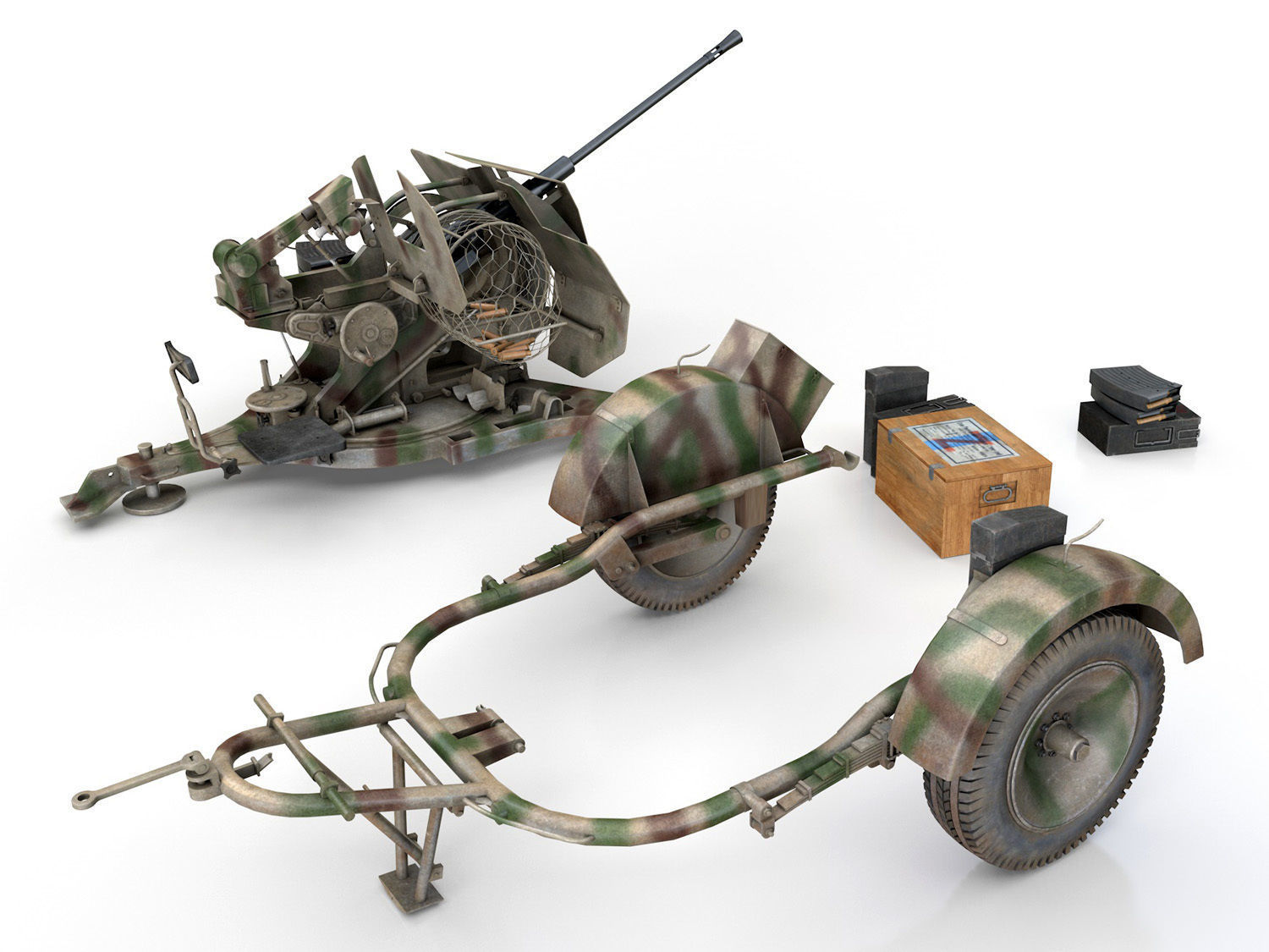 2cm Flak 38 with SD AH 51 - Trailer - FA81  3D model_8