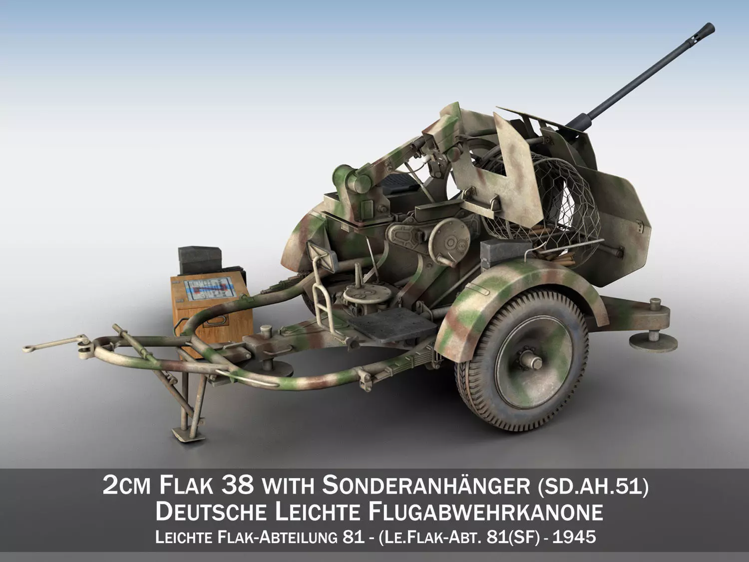 2cm Flak 38 with SD AH 51 - Trailer - FA81  3D model_0
