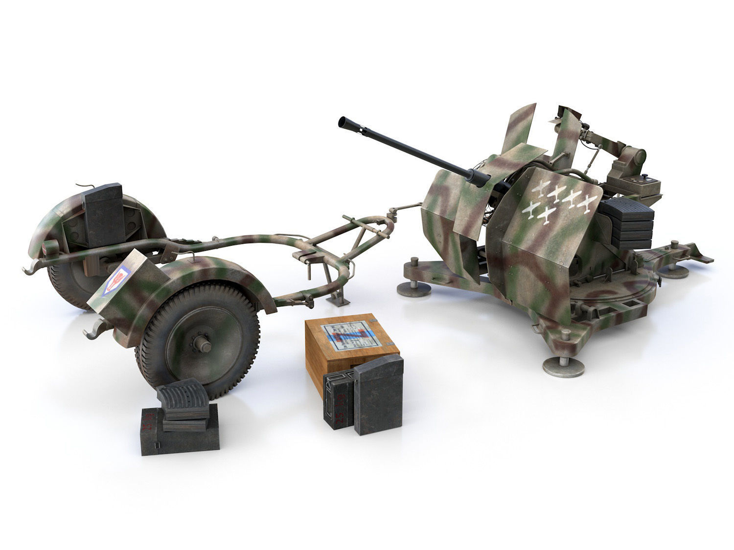 2cm Flak 38 with SD AH 51 - Trailer - FA81  3D model_7