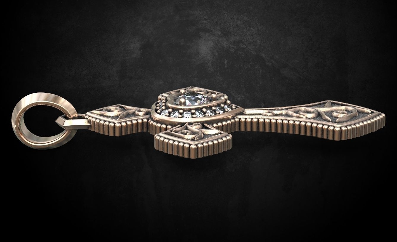 Cross with hearts and patterns stylish decoration 249 3D print model_7