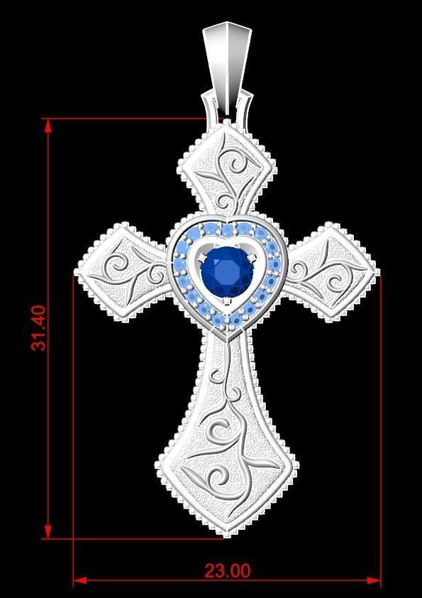 Cross with hearts and patterns stylish decoration 249 3D print model_13