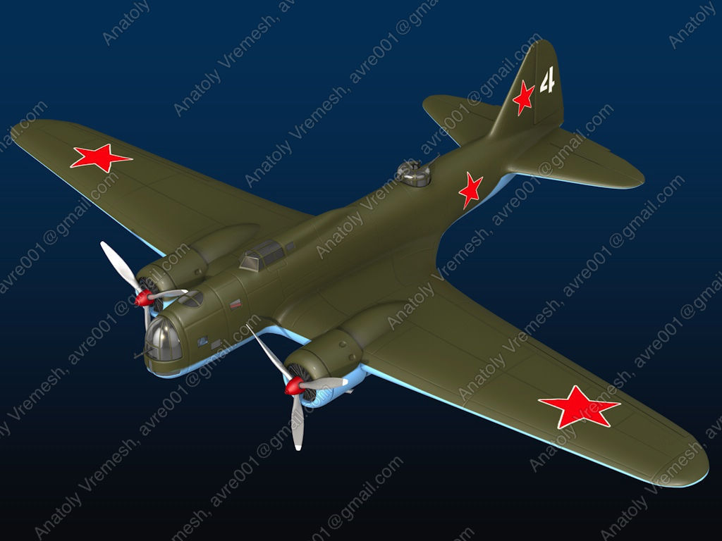 Aircraft DB-3 3D model_0