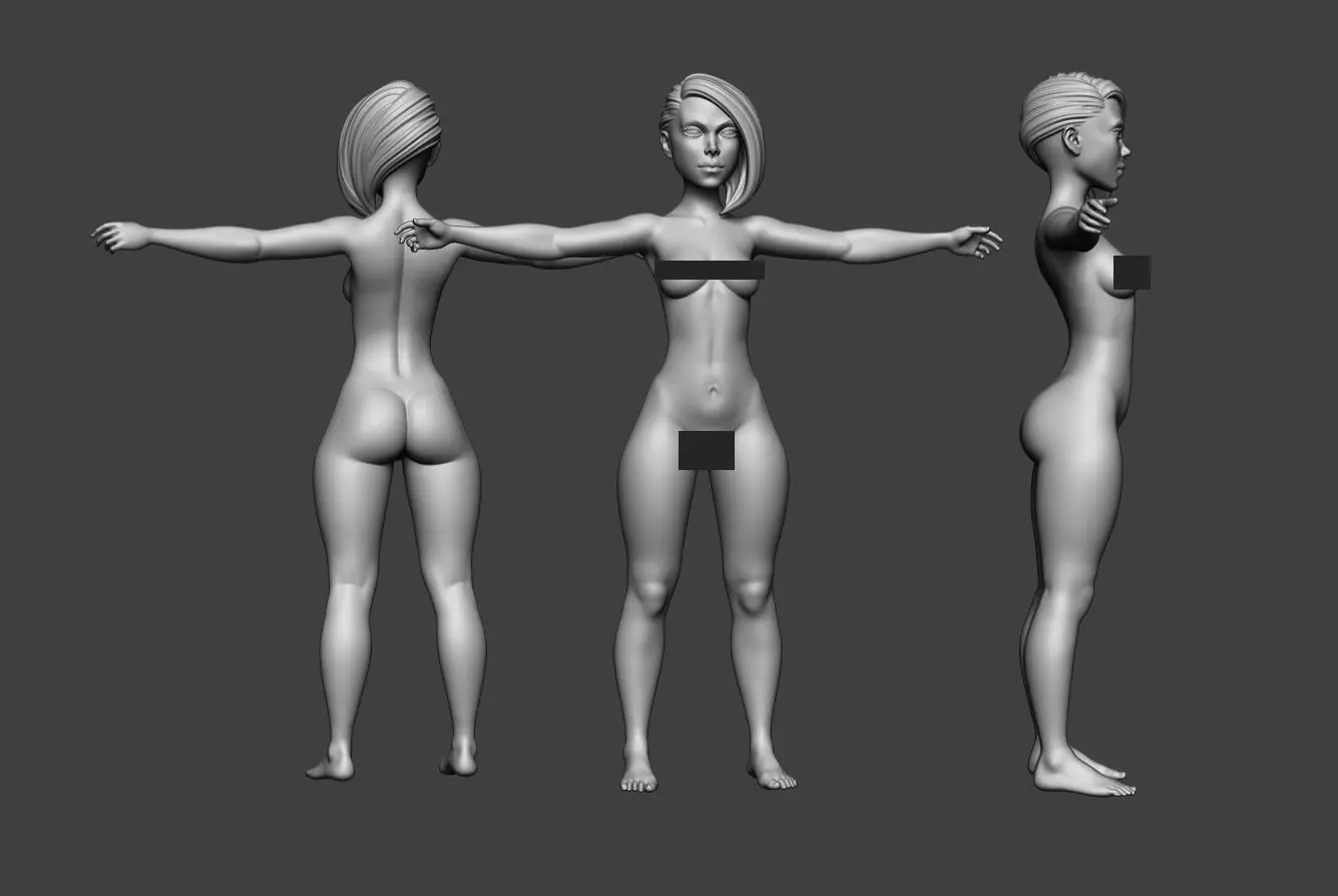 Female Body Basemesh 5 3D model_0