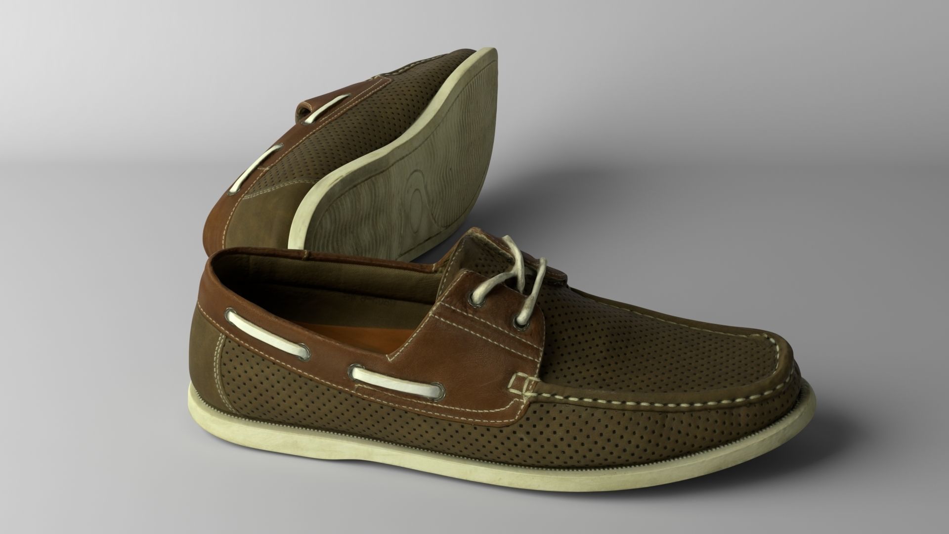 Pair of leather shoes Low-poly 3D model_3