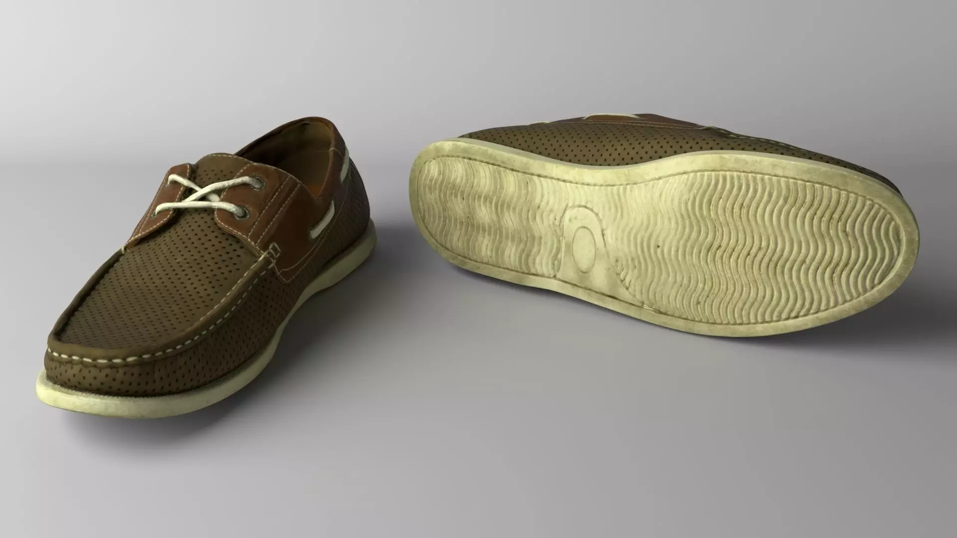 Pair of leather shoes Low-poly 3D model_0